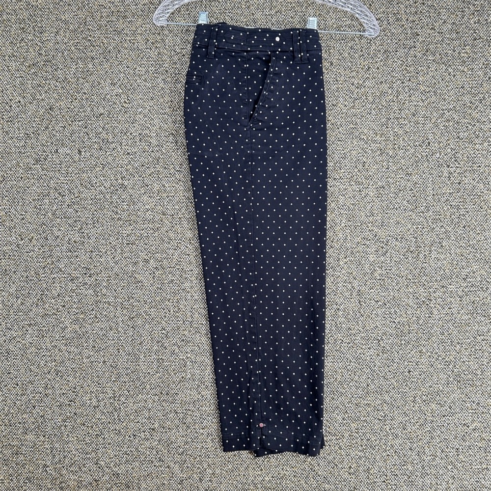 Intro Jonathan Ross Polka Dot Cropped Pants Stretch Comfort Waist Black 6